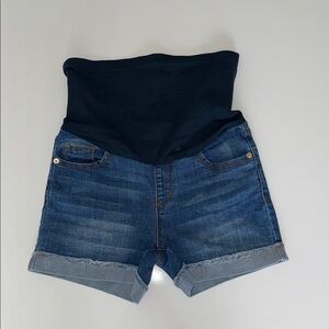 Woman's Indigo Poppy Maternity Blue Denim Jeans Shorts Size S
